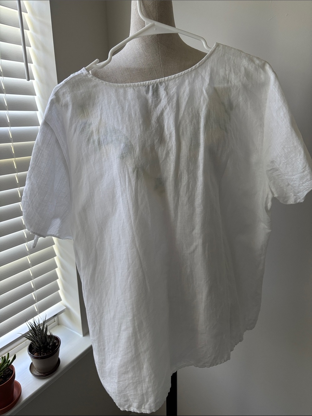 Talbots Top Womens XL White Yellow Linen Blend Lemon Embroidery Tie Detail - Picture 6 of 6